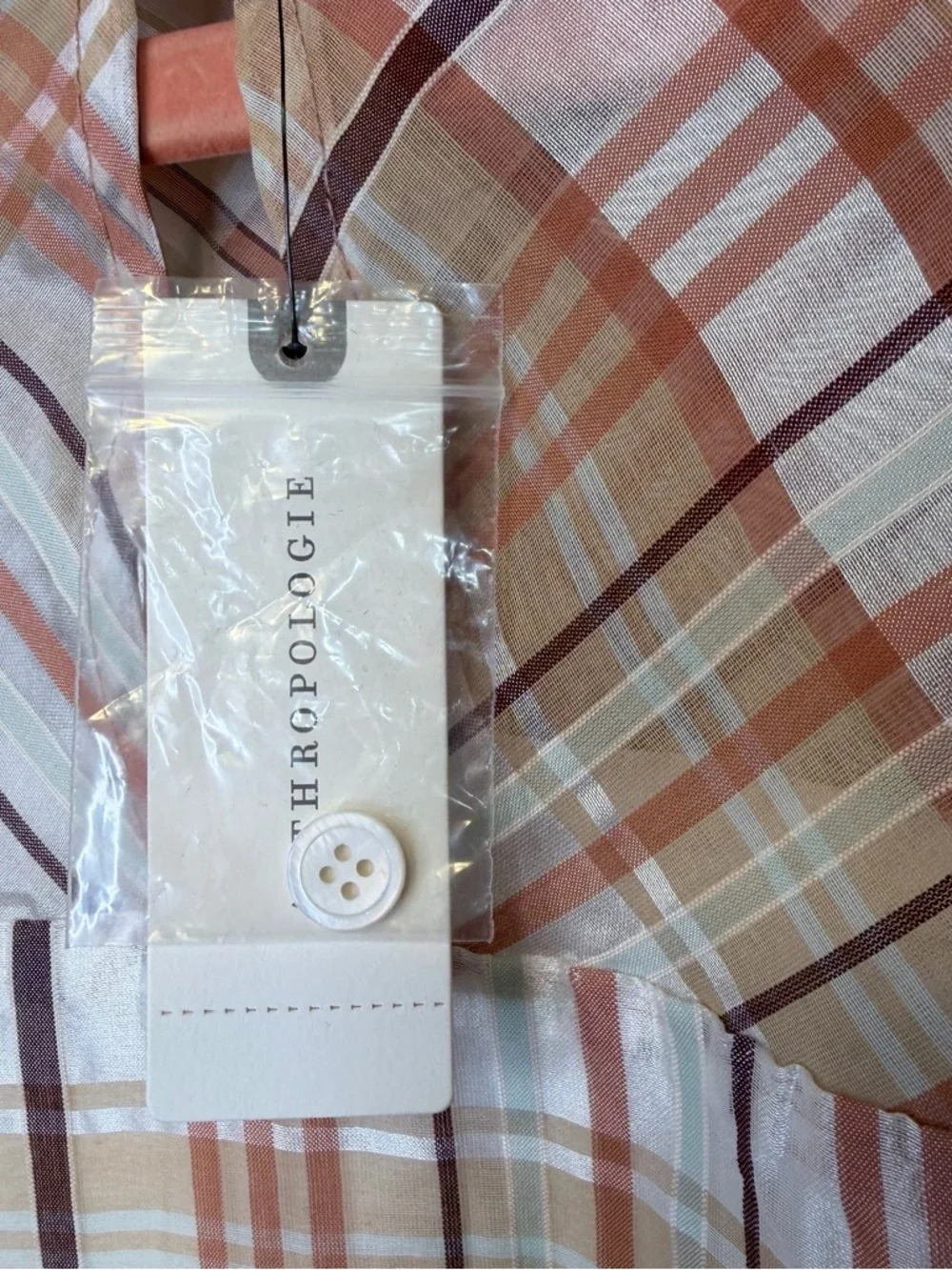 Current Air | Anthro NWT Polly Plaid Ruffle Shoulder Long Sleeve Peasant Blouse - Picture 12 of 15